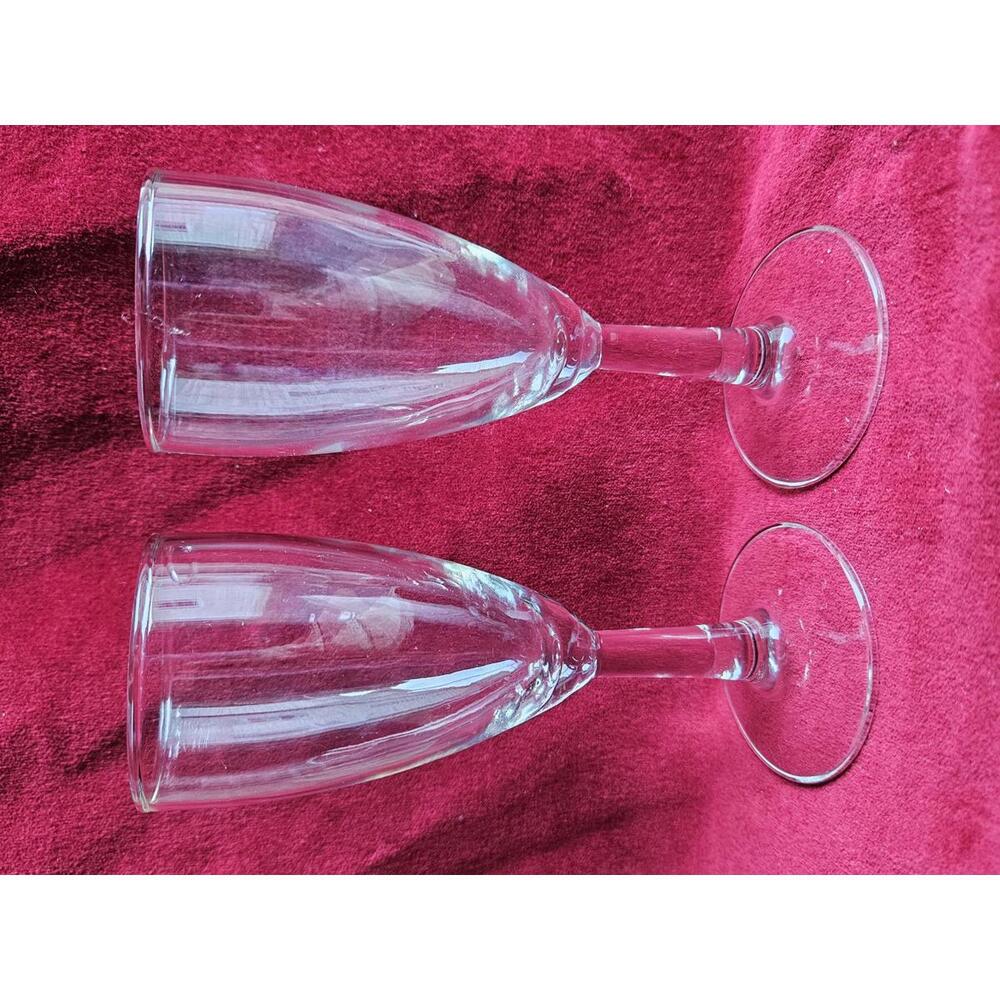 ​Pair Vintage 5.5 in Tulip Cordial Sherry Glasses Clear Mid Century Barware
